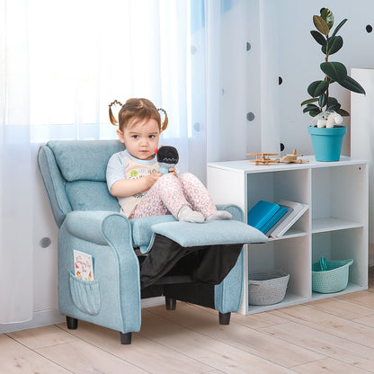 Kinderfauteuil – Kinderstoel – Kindersofa – Kinderbank – Relaxstoel – Verstelbare Rugleuning – Inclusief Voetensteun – Blauw – Compact 58x53x70 cm