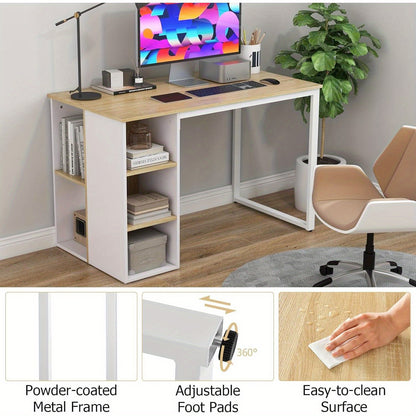Computertafel – Bureau – Werktafel – Thuiskantoor Tafel – Studie Bureau – Natuurlijk Hout – 115 x 59,5 cm – Verstelbare Poten