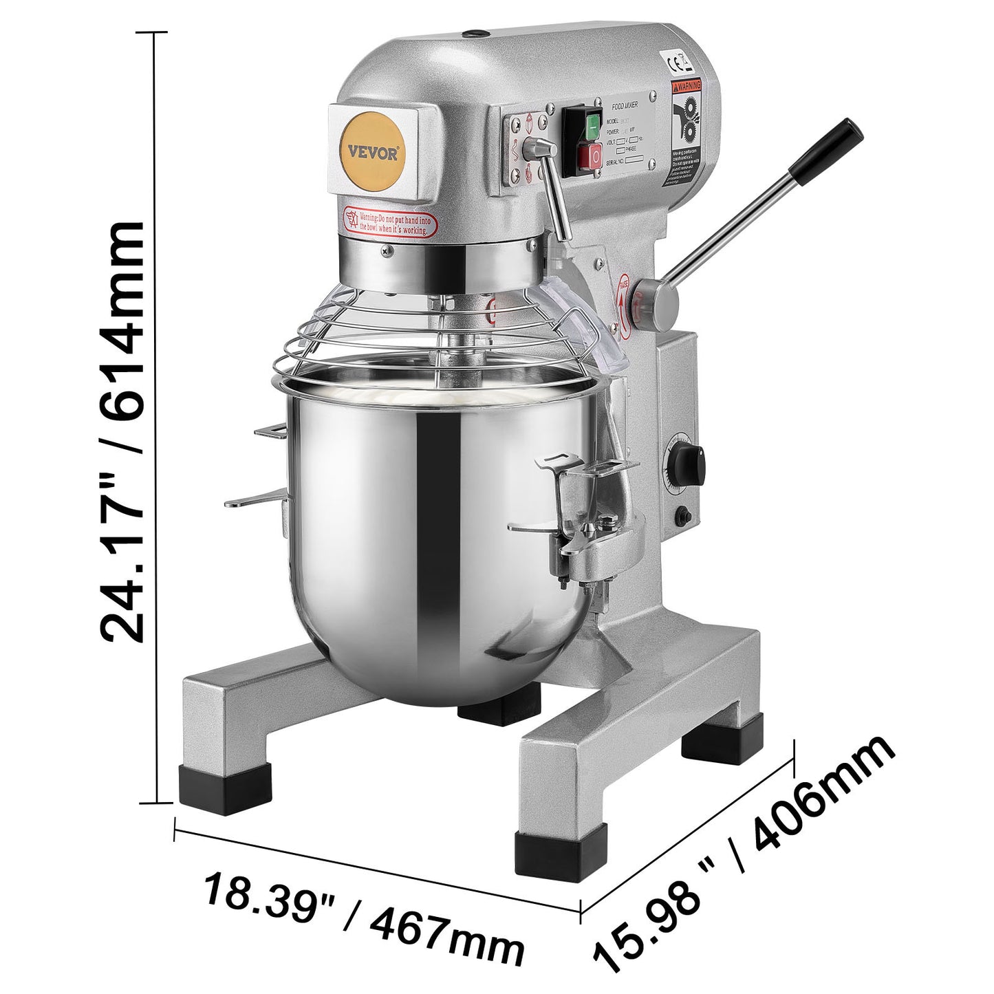Keukenmixer – Taartmixer – Deegmixer – Mengmachine – Standmixer – 10 Liter RVS Mengkom – 550W Krachtige Motor