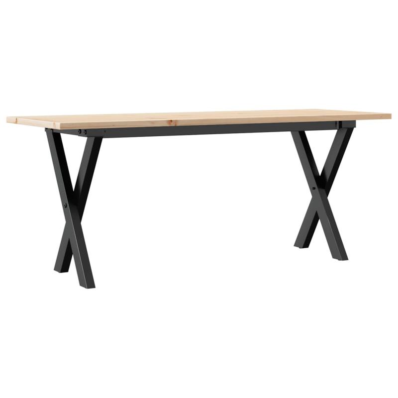 Eettafel – Familietafel – Salontafel – Tafel – Dinertafel – Massief Grenenhout – Stalen X-Frame – 110x40x45 cm – Natuurlijk Design