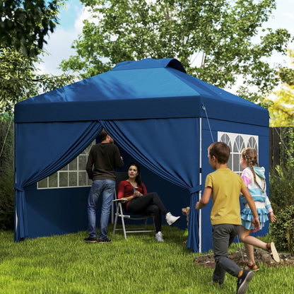 Partytent – Tuinpaviljoen – Easy-up Tent – Opvouwbare Feesttent – Tuintent – Verstelbare Hoogte – Waterdicht Oxford Stof – Draagtas Met Wieltjes – Donkerblauw