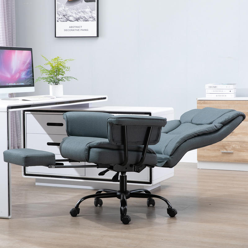 Ergonomic Executive Office Chair with 360° Rotation, Height Adjustment, Lumbar Support & Headrest - Heavy-Duty Metal Base, Padded Armrests & Footrest - Heavy Duty Computer Desk Chair for Home Office, Corporate - Black - Heig