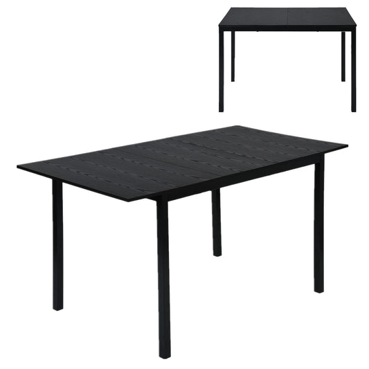 Uitschuifbare Eettafel – Eetkamertafel – Tafel – Scandinavische Tafel – Keukentafel – 120-160x80x75 cm – MDF Tafelblad en Zwart Metalen Frame