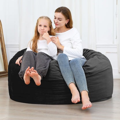 Zitzak – Zitzakstoel – Poef – Loungestoel – Fauteuil – Groot Formaat 115x65 cm – Wasbare Polyesterhoes – Ergonomische Sponsvulling – Zwart