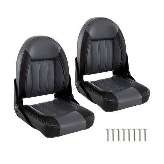 Bootstoelen Set 2 stuks – Vouwbare Hoge Rug Bootstoelen – Kano Stoelen met Rugleuning – Ponton Stoelen – Waterdicht PVC Lederen Kussen – Ergonomisch Design met Dikke Sponsvulling