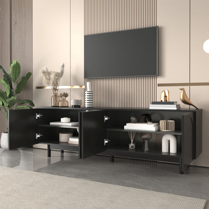 Tv-meubel – Tv-meubelkast – Lowboard – Mediameubel – Tv-meubel zwart – Verstelbare planken – 175 cm breed