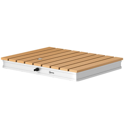 Tuindouche – Buiten Douche – Tuinspuit – Tuingereedschap – Tuinaccessoire – Verstelbaar Voetpedaal – Natuurlijke Houtlook Met Aluminium Voet – 4 Meter Waterhoogte – Compact 70x55 cm