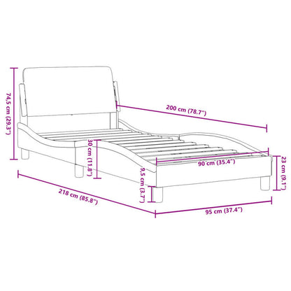 Bedframe with Black Headboard 90x200cm in Fabric Practical, removable, suitable for all seasons, Home Bed Frame, Removable Bed Cover, Sleek Headboard, Contemporary Design, Wooden Frame, Lightweight Construction, Practical Bed
