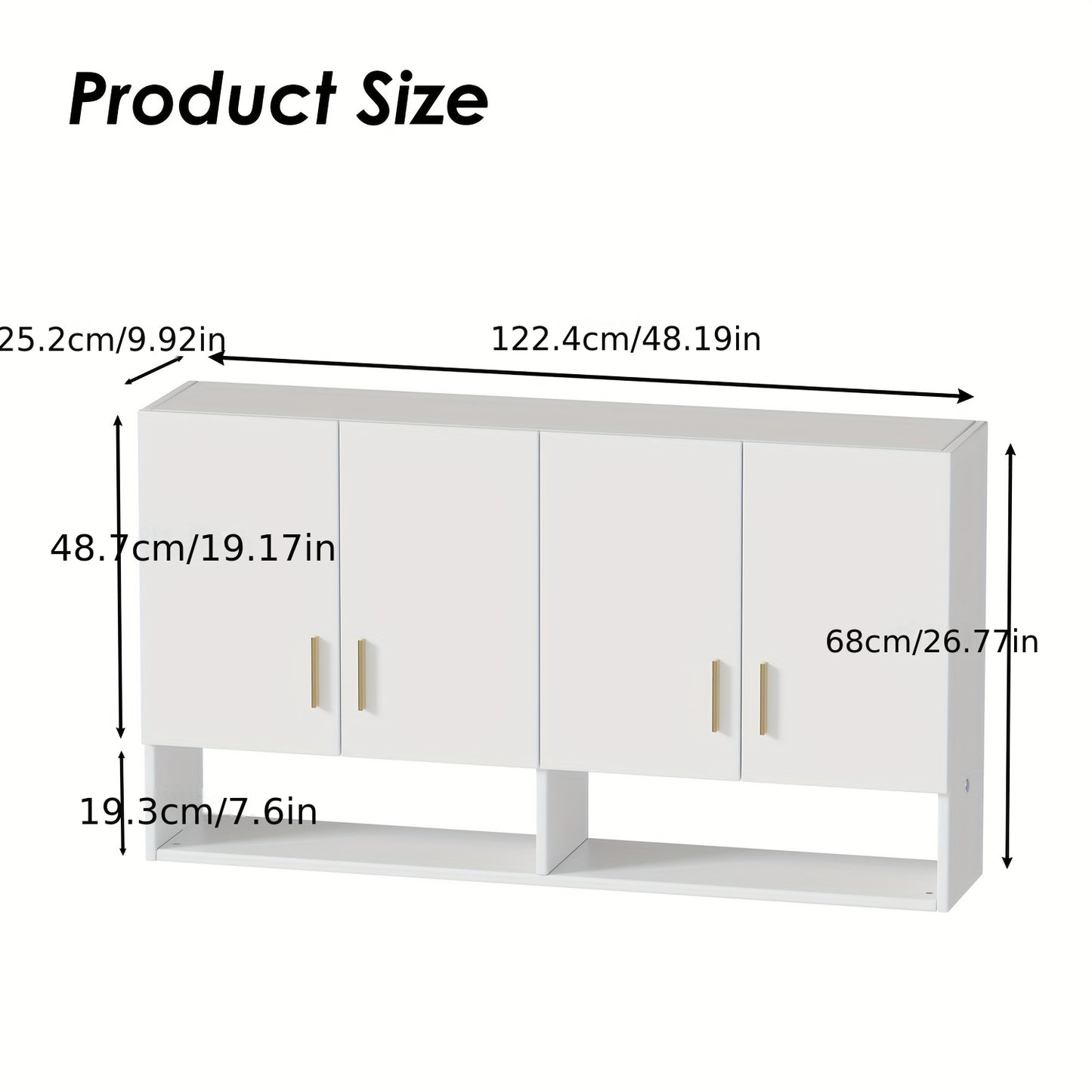 Moderne Wandkast – Keukenkast – Badkamerkast – Opbergkast – Muurkast – Wit Houtcomposiet – 3 Legplanken – Compact & Vochtbestendig