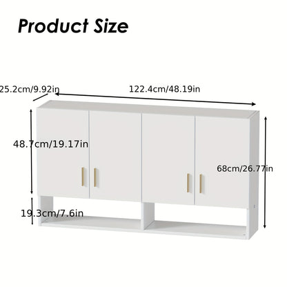 Moderne Wandkast – Keukenkast – Badkamerkast – Opbergkast – Muurkast – Wit Houtcomposiet – 3 Legplanken – Compact & Vochtbestendig