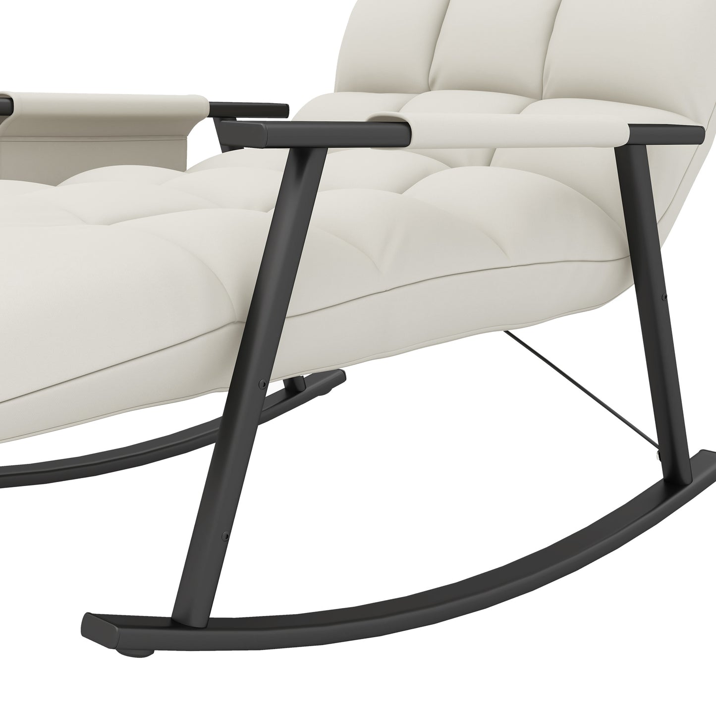 Schommelstoel – Relaxstoel – Voedingsstoel – Zitzakstoel – Lounge Stoel – Verstelbare Rugleuning – Verstelbare Voetsteun – Zacht Microfiber – Stalen Frame – Crèmekleur