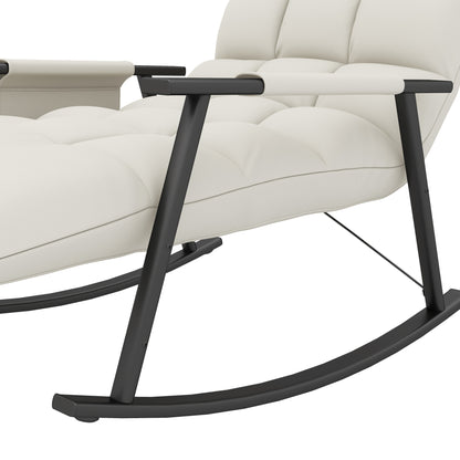 Schommelstoel – Relaxstoel – Voedingsstoel – Zitzakstoel – Lounge Stoel – Verstelbare Rugleuning – Verstelbare Voetsteun – Zacht Microfiber – Stalen Frame – Crèmekleur
