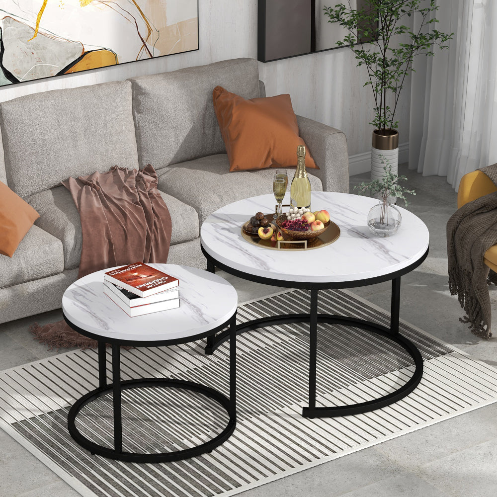 Ronde Bijzettafels – Salontafel – End Table – Nesting Tafels – Woonkamer Tafels – Set Van 2 – Hoogwaardig Metaal – Ruimtebesparend Design