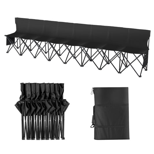 Campingstoel – Opvouwbare Bank – Vouwstoel – Kampeerstoel – Zitbank – 8 Zits – 600D Oxford Polyester – Met Rugleuning en Zijvakken