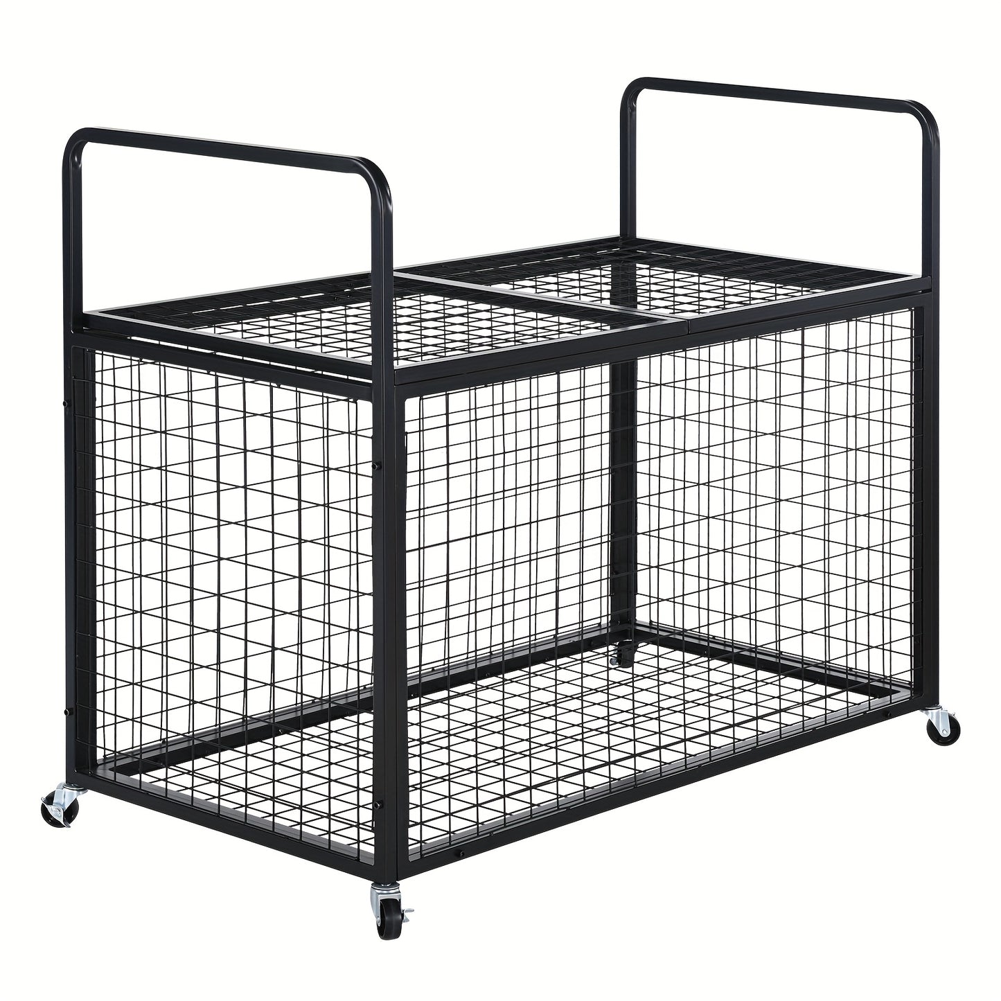 Ballenwagen – Ballenkar – Ballenrek – Balsportwagen – Ballenopberger – Inklapbaar – Stevig IJzeren Gaas – Afsluitbaar met Wielen – 114,3x60,96x63,5 cm