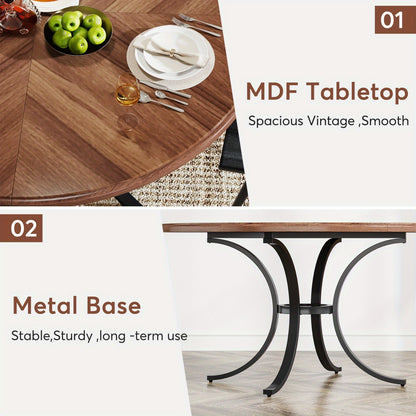 Ronde Eettafel – Uitklapbare Tafel – Eetkamertafel – Keukentafel – Tafel Voor 4-6 Personen – Bruine Houtlook – Krasbestendig Oppervlak – Uitschuifbaar Blad