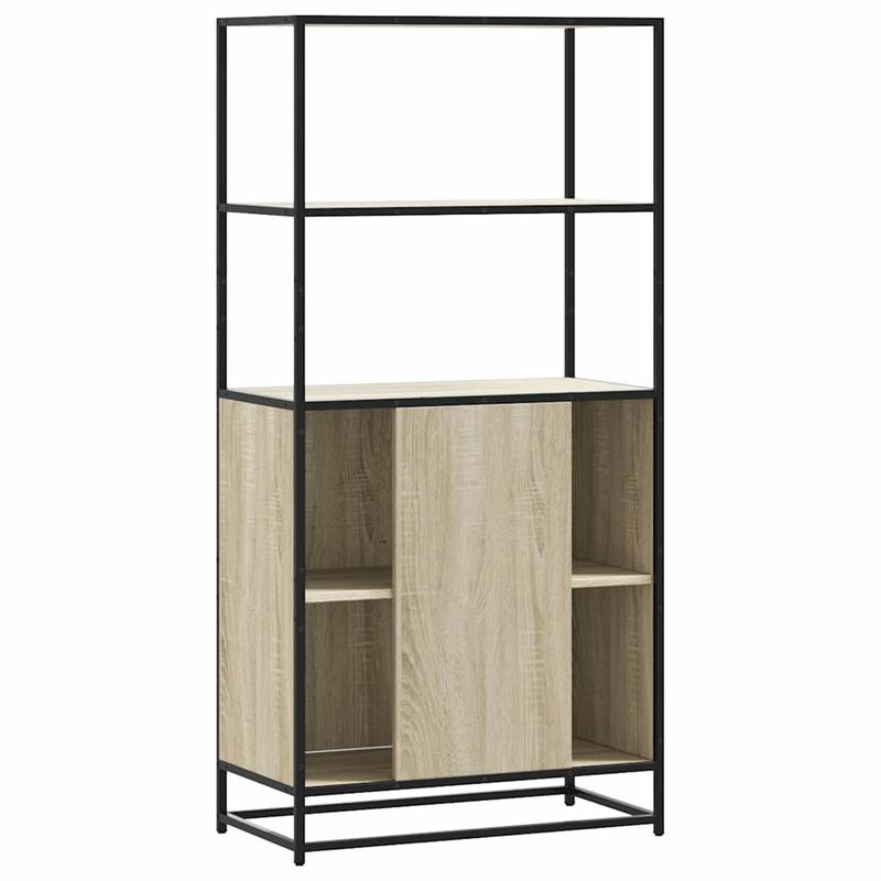 High cabinet 68x35x139cm crafted wood and metal black, Bedroom Furniture, Office Storage, Stylish Organizer, Sleek Design, Engineered Wood, Spacious Organizer, Tall Cabinet, Interior Decorators, Small Space Solutions