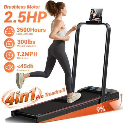 Loopband – Wandelband – Loopmachine – Trainingsapparaat – Fitnessapparaat – Inklapbaar Compact Design – 2,5 HP Stille Motor – Zwart