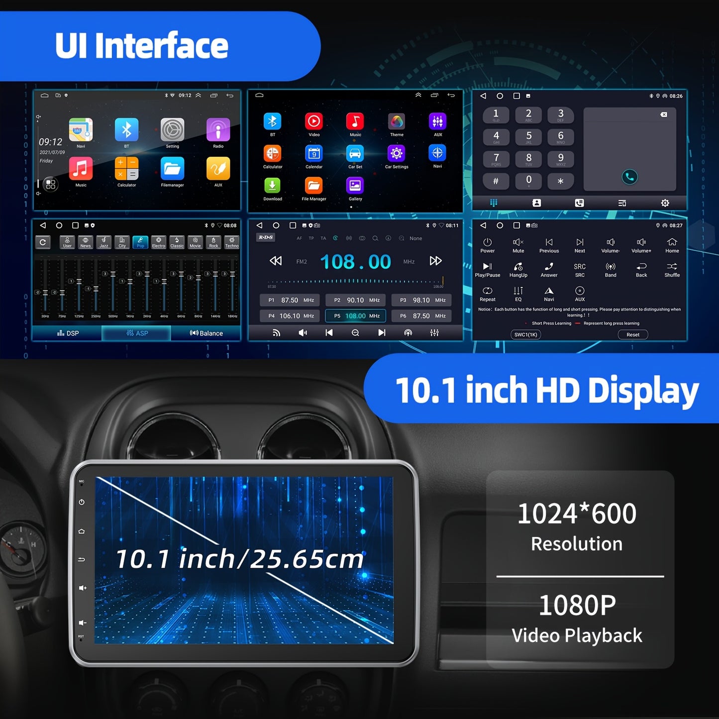 Autoradio Single DIN – Navigatiesysteem – Multimedia Speler – Carplay Radio – Bluetooth Autoradio Met Microfoon – 10,1 Inch Draaischerm – Android 13 Snelheid