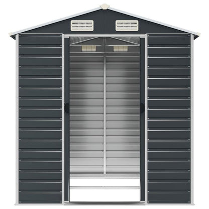 Large Heavy-Duty Metal Outdoor Storage Shed with Gabled Roof & Sloped Sides - Anthracite (Sier ) Temporary Removable Garden Organizer, 191x215x198cm, Durable Steel Construction for Backyard, Patio, or Garden Storage - Ideal f