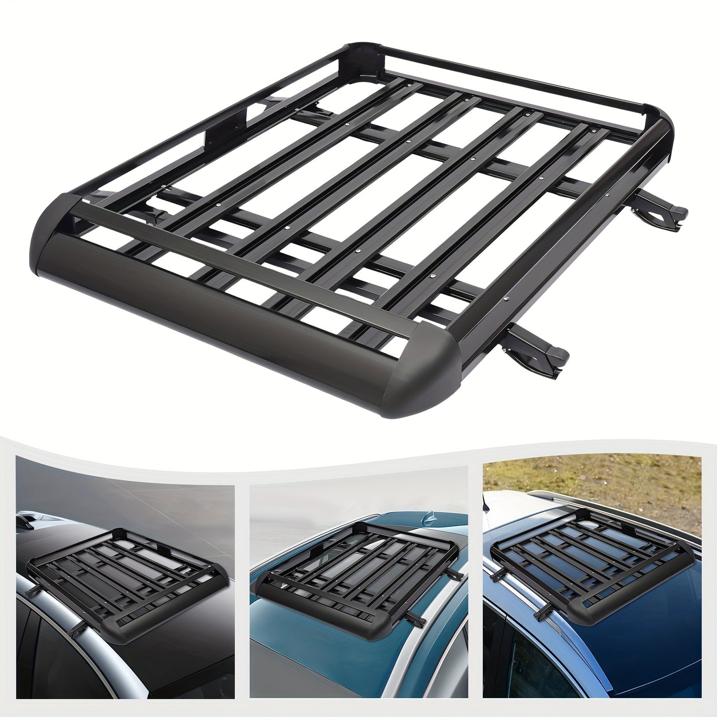 Dakkofferrek Aluminium – Dakmand – Bagagerek – Dakdrager – Universele Rooftop Cargo Basket – Zwart – 127x97 cm – Max 68 kg draagvermogen