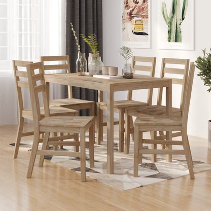 Eettafelset – Houten Tafelset – Dinerset – Eetkamerset – Set van 6 - Acaciahouten Meubel – Massief Acaciahout – Stevige Constructie