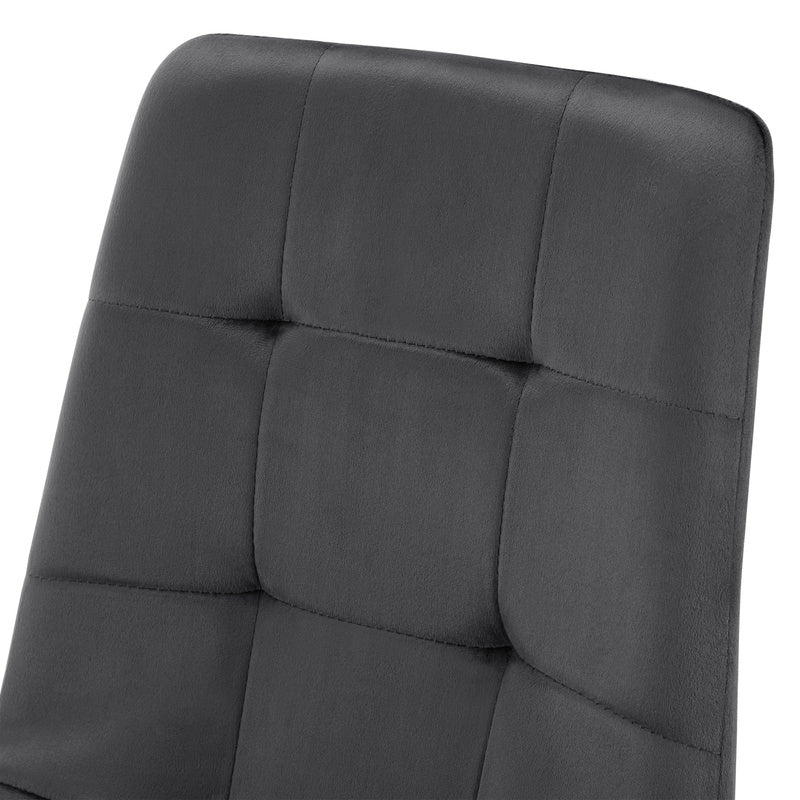 Eetkamerstoel – Stoel – Kuipstoel – Zithoek – Eettafelstoel – Set van 4 – Donkergrijze Polyester Bekleding – Stevig Metalen Schuine Poten