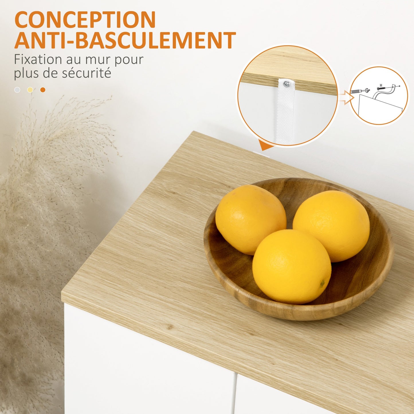 Buffetkast – Dressoir – Opbergkast – Buffetmeubel – Ladekast – Wit Melaminehout – Verstelbare Binnenplank – 110x29,5x82 cm