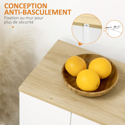 Buffetkast – Dressoir – Opbergkast – Buffetmeubel – Ladekast – Wit Melaminehout – Verstelbare Binnenplank – 110x29,5x82 cm