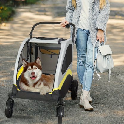 Hondenbuggy – Hondenwagen – Huisdierwagen – Dierenbuggy – Hondencarrier – Maat M – Stevig Metalen Frame – Waterafstotende Oxford-Stof