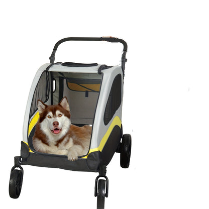 Dierenbuggy – Huisdierenwagen – Hondenwagen – Dierenwagen – 2-in-1 Buggy – Met Metaal Frame – Waterafstotende Oxford Stof