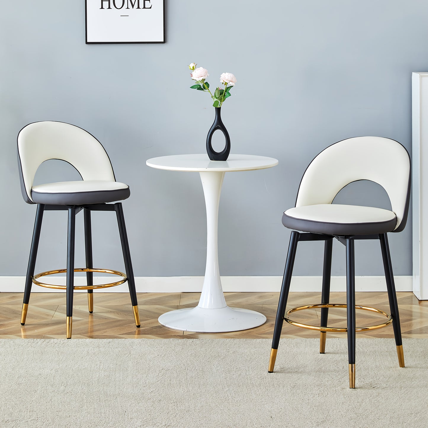 Barkruk – Barstoel – Barstoel Met Rugleuning – Keukenstoel – Barstoelen – 360° Draaibaar – Stevig Metalen Frame – Ruimtebesparend Design
