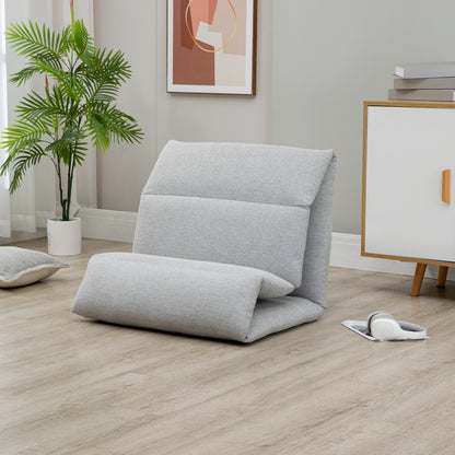 Vloersofa – Loungestoel – Fauteuil – Relaxstoel – Slaapstoel – Verstelbaar in 5 standen – Polyester linnenlook bekleding – Compact formaat 72x71x60 cm – Grijs