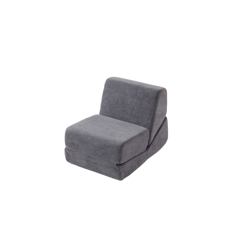 Kleine Vouwbare Sofa Bed – Slaapbank – Vouwbed – Chaise Longue – Slaapstoel – Vintage Grijs – Fluweel Bekleding – Veerkrachtig Schuim