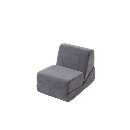 Kleine Vouwbare Sofa Bed – Slaapbank – Vouwbed – Chaise Longue – Slaapstoel – Vintage Grijs – Fluweel Bekleding – Veerkrachtig Schuim