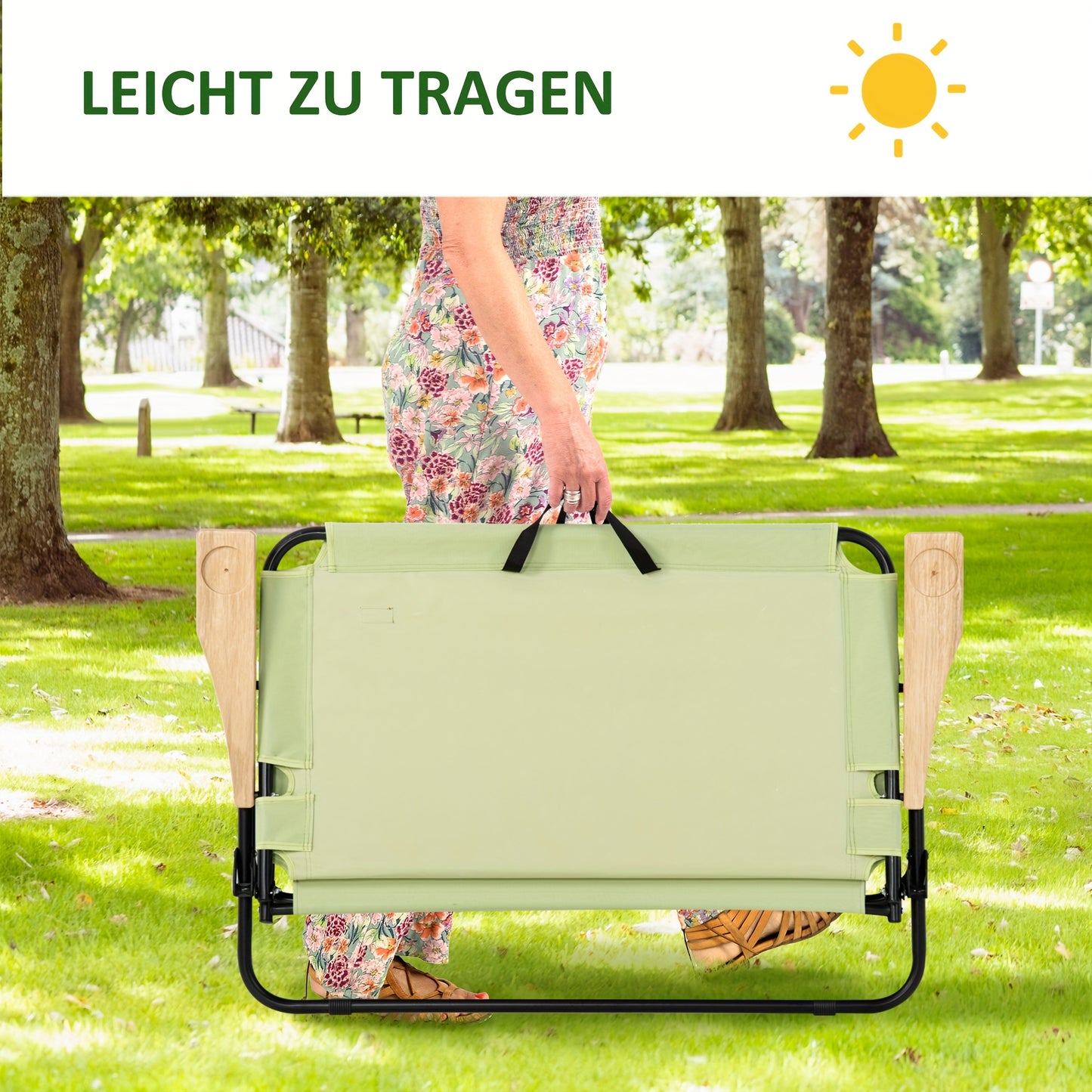 Campingstoel – Kampeerstoel – Vouwstoel – Tuinstoel – Klapstoel – 2-Zits Lichtgroen – Draagbaar Inclusief Bekerhouder – Maximaal 160 kg – Opvouwbaar 114x67x80 cm