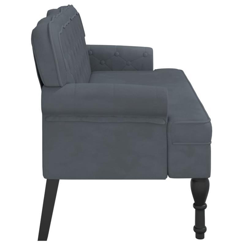Bank – Sofa – Zitbank – Tweezitsbank – Loungebank – Donkergrijs – Velvet Bekleding – Stevige Houten Constructie