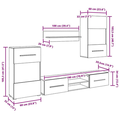 TV meubel – TV kast – TV dressoir – Lowboard – Wandmeubel – Eikenhoutlook – LED Verlichting