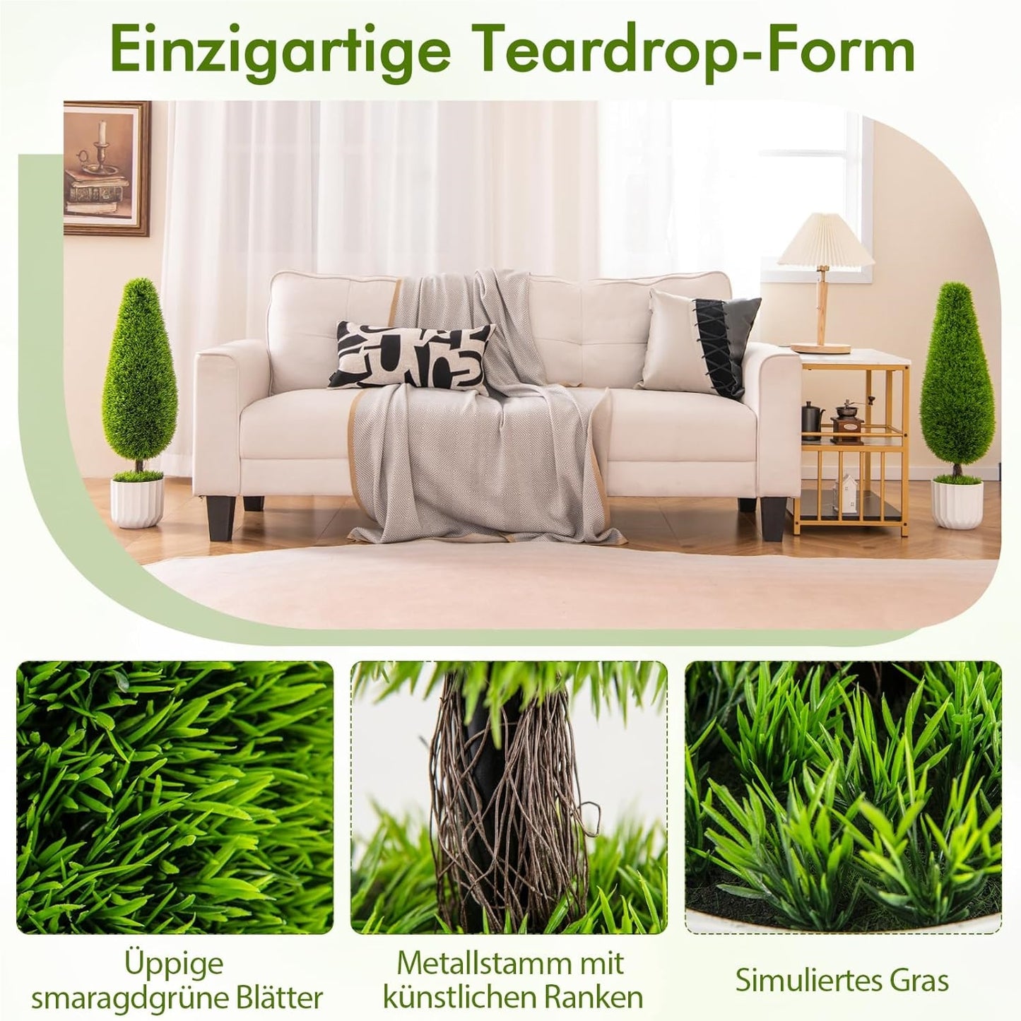 Kunstcipres – Kunstboom – Kunstplant – Sierplant – Kamerplant – Set Van 2 – 90 cm Hoog – Zonbestendig PE Materiaal