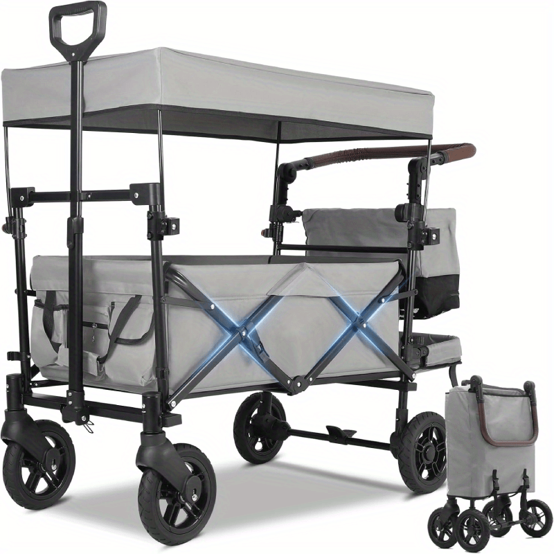 Trolley – Transportwagen – Bolderkar – Bolderwagen – Opvouwbare Kar – Inklapbaar Ontwerp – 100 kg Draagvermogen – Verstelbare Handgreep – Diepgroen - QUORE