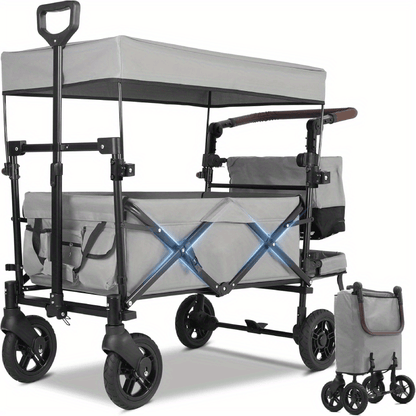 Trolley – Opvouwbare Boodschappentrolley – Steekwagen – Transportwagen – Vouwwagen – 100 kg Draagkracht – Schokabsorberende Geremde Wielen – Grijs - QUORE