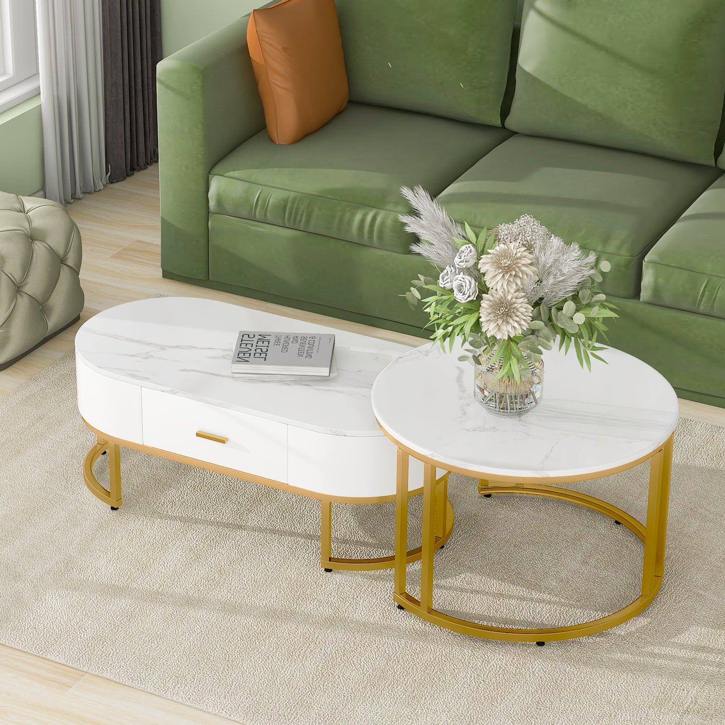 Coffee Tables 2pcs Table Frame Metal Gold, Noble Living Room Tables, Modern Set Tables