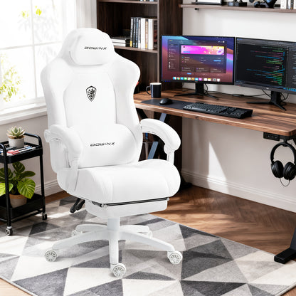 Ergonomische Bureaustoel – Gaming Stoel – Kantoorstoel – Werkstoel – Draaistoel – Wit – Met Hoofd- en Lendensteun – Met Metaal Frame en Kunstleer