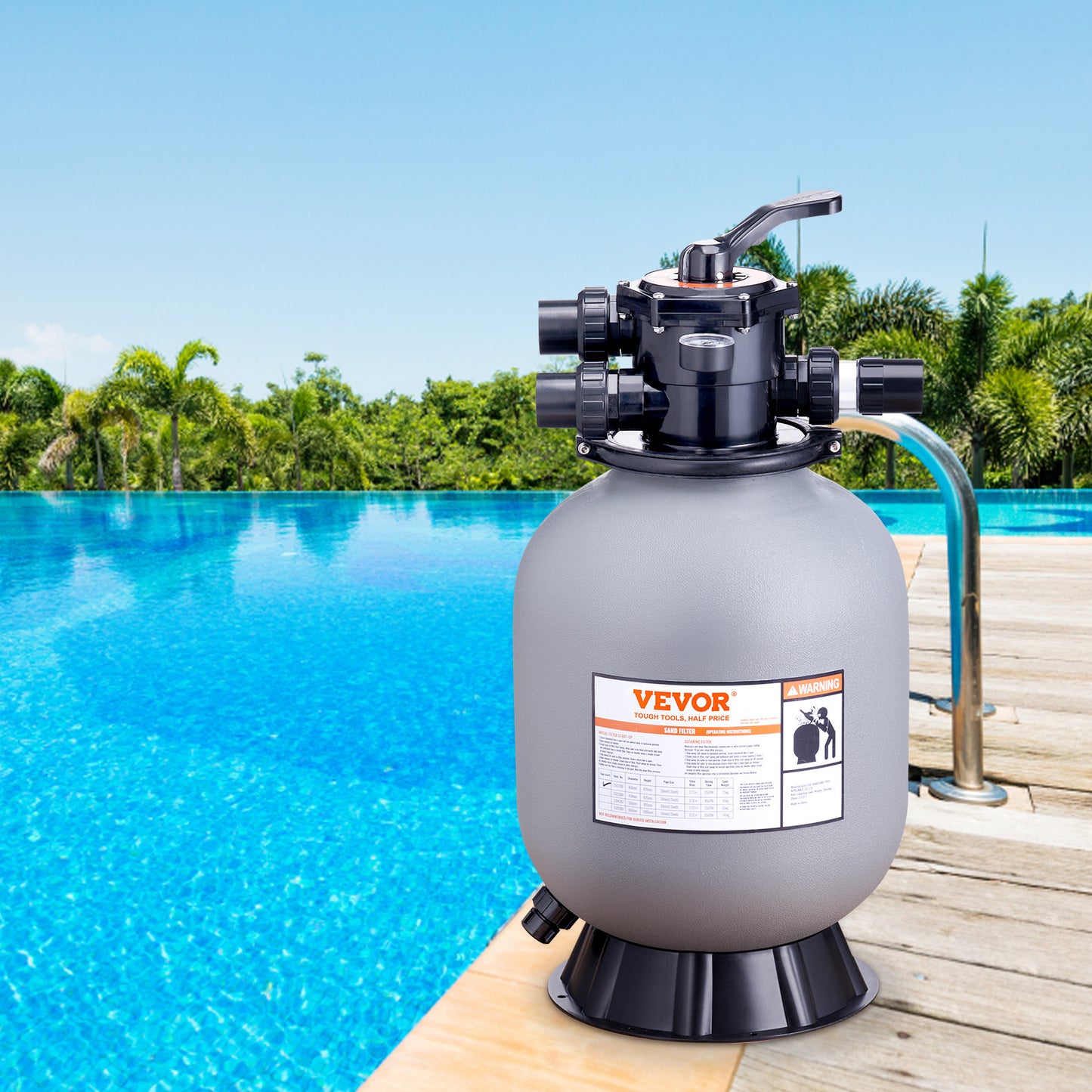 Zandfilter – Zwembadfilter – Sandfilter – Filterinstallatie – Zwembadreiniging – 16 Inch Diameter – 7-standen Multiportkraan