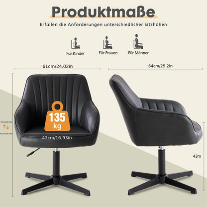 Bureaustoel – Werkstoel – Kantoorstoel – Studiekamerstoel – Draaistoel – Verstelbare Hoogte – Ergonomische Lendensteun – Stevig Metalen Frame – Max 135 Kg