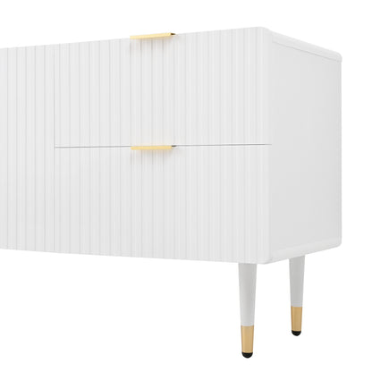 Tv-Meubel – Tv-Kast – Lowboard – Mediamöbel – Dressoir – Wit Met Gouden Accenten – 170x36x55 CM – Veel Opbergruimte Met Softclose Deuren