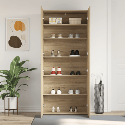 Schoenenkast – Schoenrek – Schoenopberger – Schoenenschrank – Schoenenmeubel – 14-18 Paar Schoenen – Modern Chêne Sonoma Hout – 80x35,5x180 cm