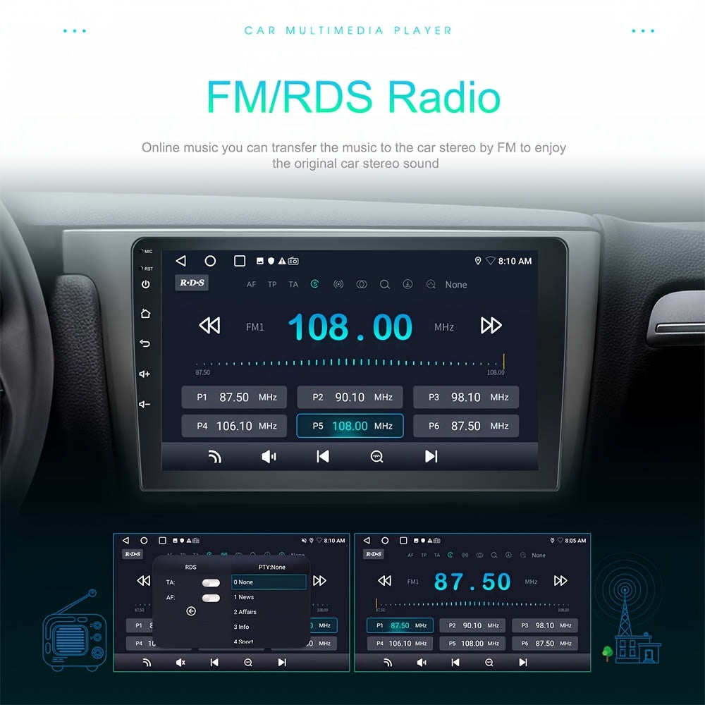 Android 13 Multimediasysteem – Autoradio – Navigatiesysteem – Touchscreen Radio – Draadloos CarPlay – 9-Inch HD Scherm – Ingebouwde AHD Achteruitrijcamera & Handsfree Microfoon