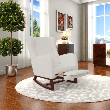 Schommelstoel – Relaxstoel – Fauteuil – Loungestoel – Voedingsstoel – Met Voetensteun – Linnen Stof – Hoge Rugleuning 64x67x99 cm