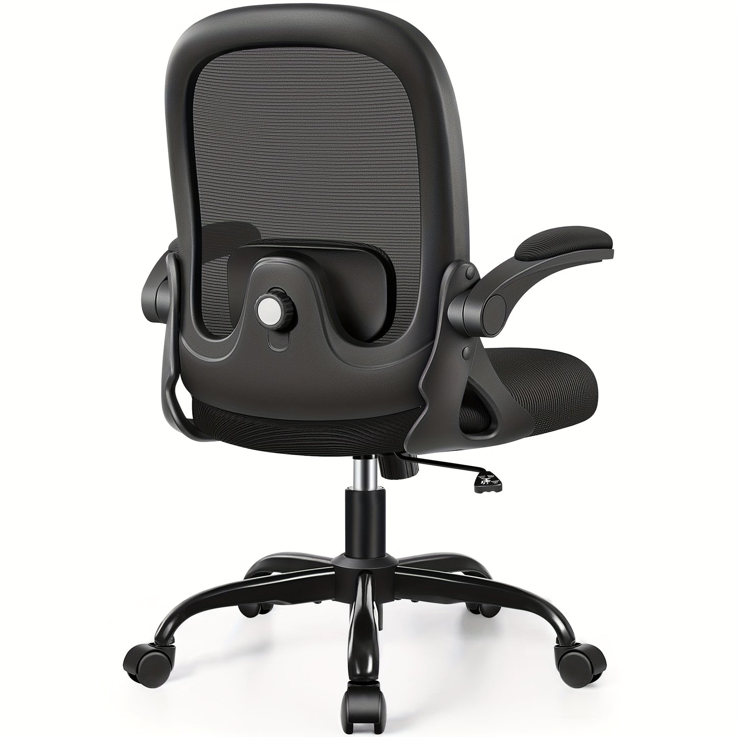 KERDOM Ergonomic Office Chair with Adjustable Height, 3D Lumbar Support & Breathable Mesh Back - Heavy-Duty Metal Frame, 360° Swivel Rolling Desk Chair with Flip-Up Armrests, Space-Saving Mid-Back Computer Chair for Home & O